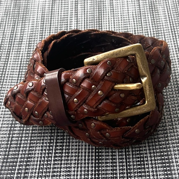 John Varvatos Braided Brown Leather Belt  Hand Made in Italy Great Condition - Picture 1 of 9